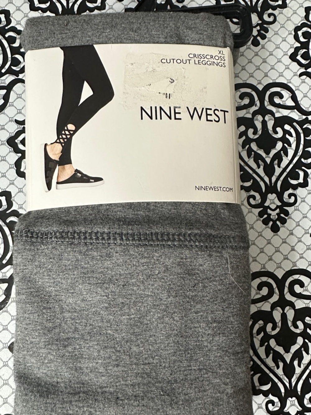 Nine West Gray Crisscross Cutout Leggings